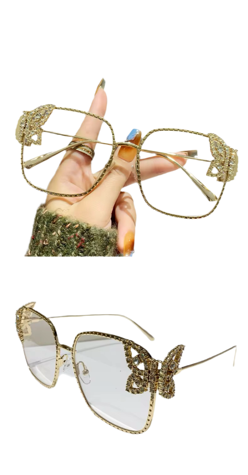 Rhinestone Butterfly detail square shaped frame