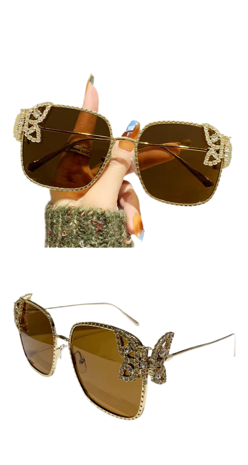 Rhinestone Butterfly detail square shaped frame