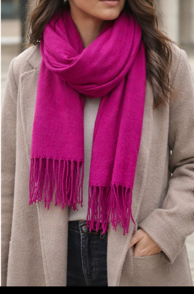 Fuchsia Luxe Fringe Scarf
