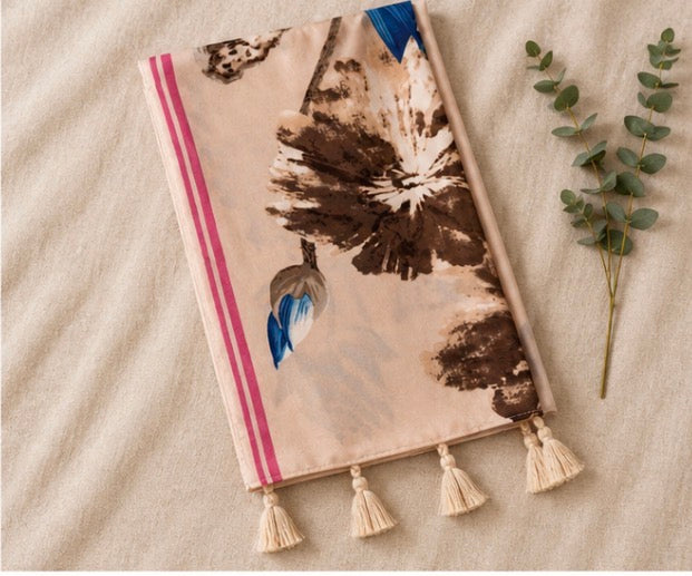 Soft Beige Floral Lightweight Fashion Scarf