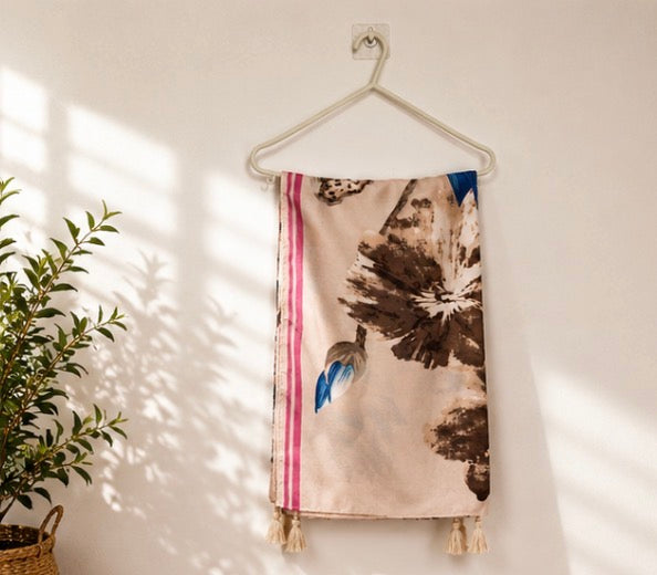 Soft Beige Floral Lightweight Fashion Scarf