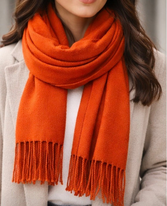 Orange cozy shawls