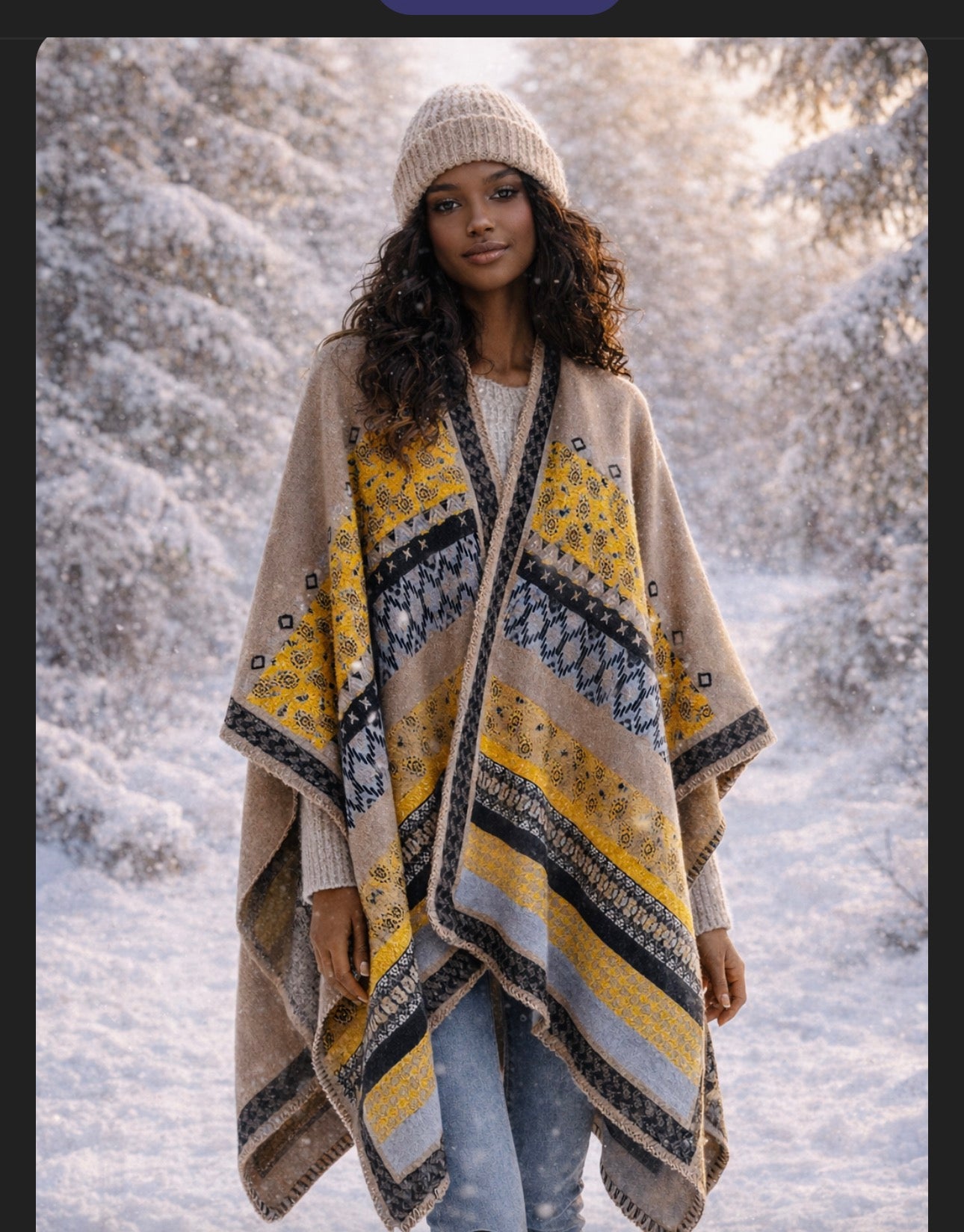 Print poncho wrap shawl