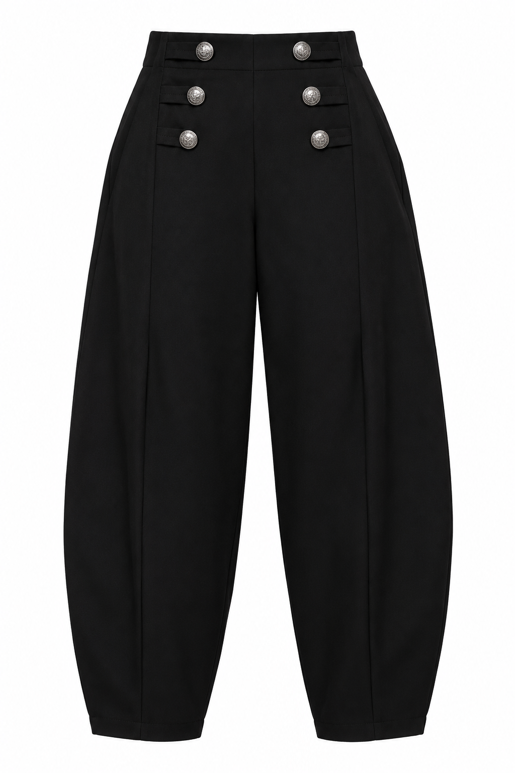 Military Button Barrell Leg Twill Trousers: Beige